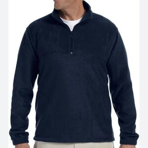 NWOT Harriton men's fleece pullover Quater Zip sz.L navy blue (d7)